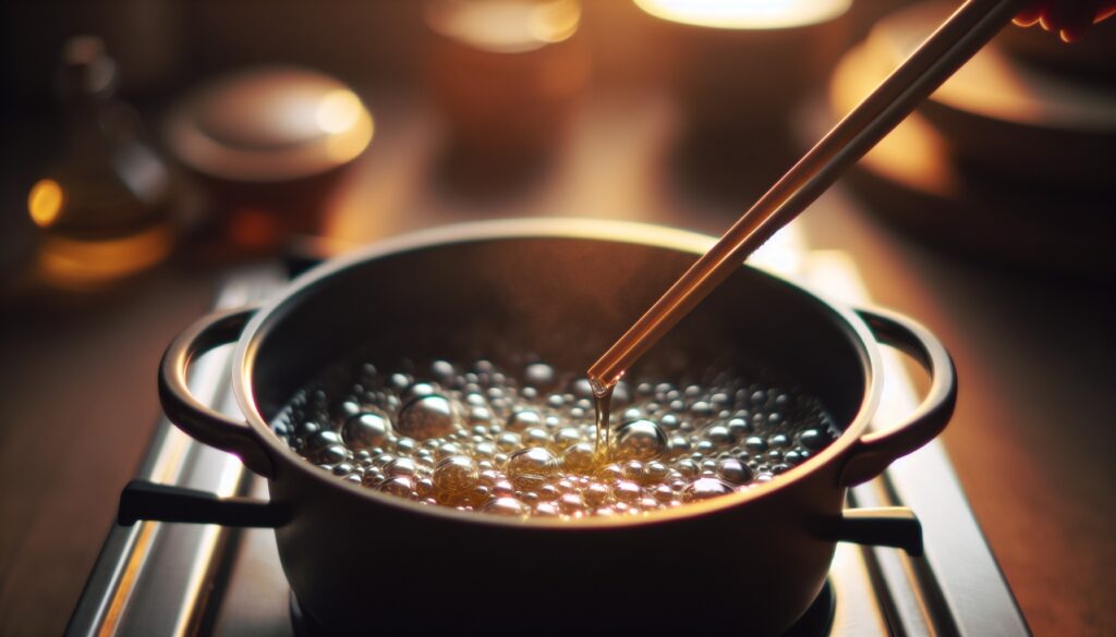 Chopsticks can be the perfect kitchen thermometer. Image credit: Dall-E 3