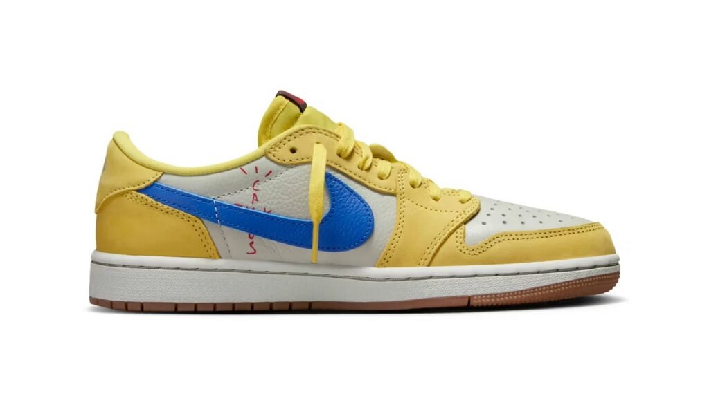 The Travis Scott x Air Jordan 1 Low OG Canary is set to drop on May 17. Image credit: Brandon1an/ Nike