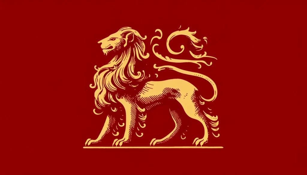 Imagen de la representación del blasón de la Casa Lannister. Imagen vía Dall-E 3