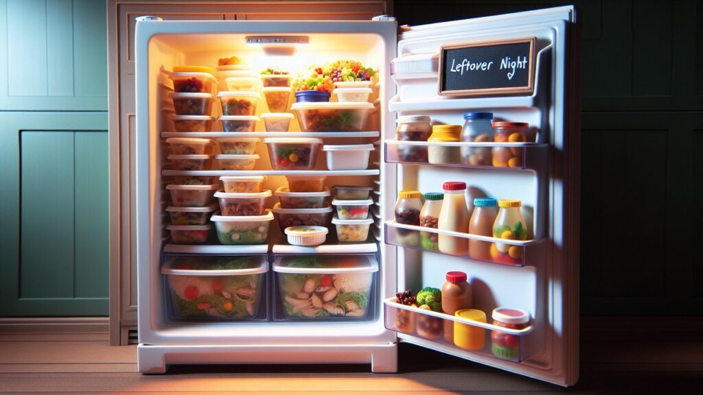 Discipline yourself to commit to eating down the fridge one night a week. Image: Dall-E 3