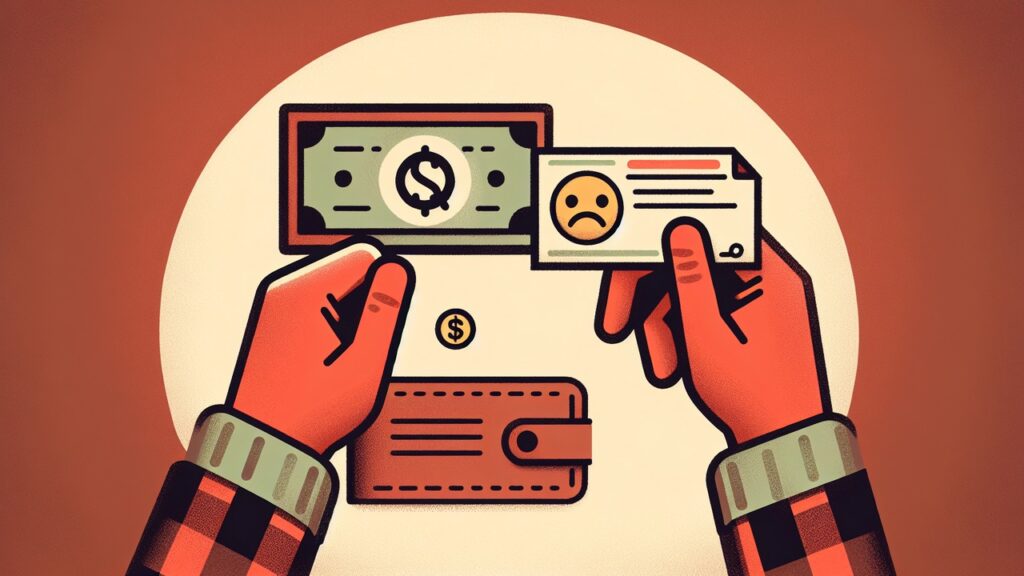 If you spend money from a bounced check, you might incur overdraft fees. Image: Dall-E 3