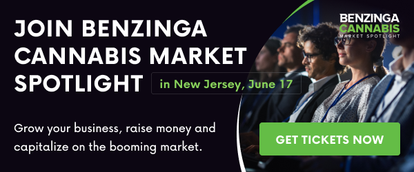 Promotion of Benzinga's Cannabis Market Spotlight event in New Jersey.