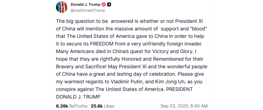 Truth Truth Social post accuses Xi Jingpin of conspiring against US with Putin and Kim