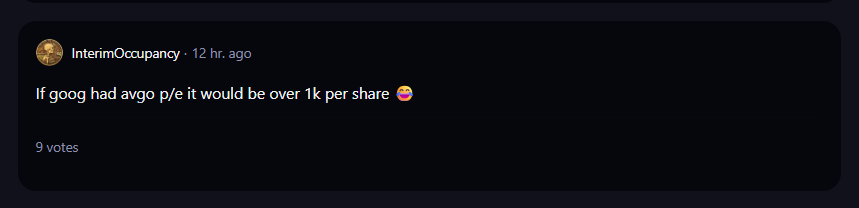 A comment on Reddit about GOOG stock.