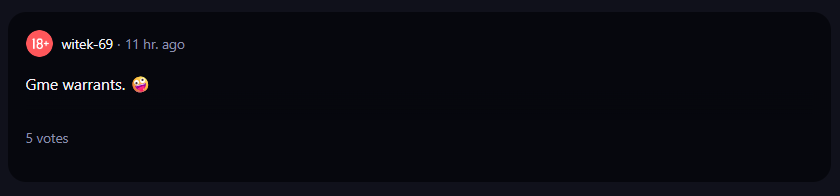 A comment on r/wallstreetbets subreddit about GME.