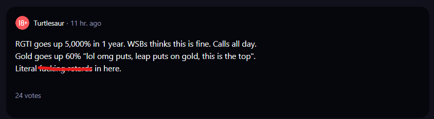Un commentaire sur RGTI dans le subreddit r/wallstreetbets de Reddit.