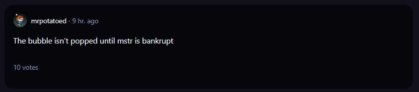 A comment by a user on r/WallStreetBets subreddit.