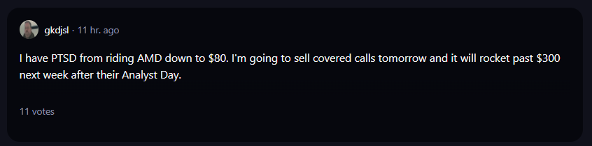 A comment by a user on r/WallStreetBets subreddit.