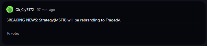 A comment on r/WallStreetBets subreddit.