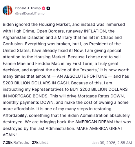 Trump's Truth Social Post