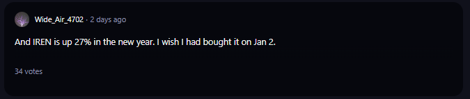 A comment on r/WallStreetBets subreddit.
