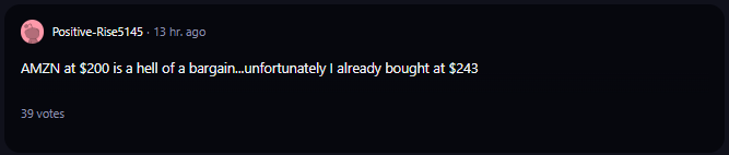 A comment on r/WallStreetBets subreddit. 
