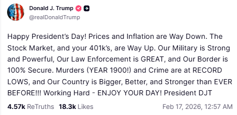 Trump's post on Truth Social.