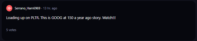 A comment on r/WallStreetBets subreddit. 