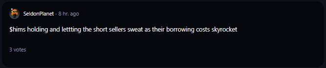 A comment on r/WallStreetBets subreddit.