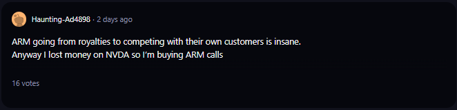 A comment on r/WallStreetBets subreddit.