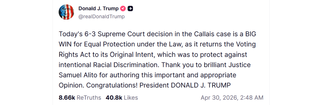 Donald Trump heaps praise on Justice Alito on Truth Social