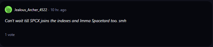 A comment on r/WallStreetBets subreddit.