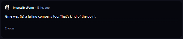 A comment on r/WallStreetBets subreddit. 