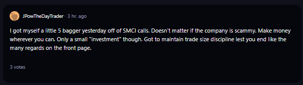 A comment on WallStreetBets subreddit.